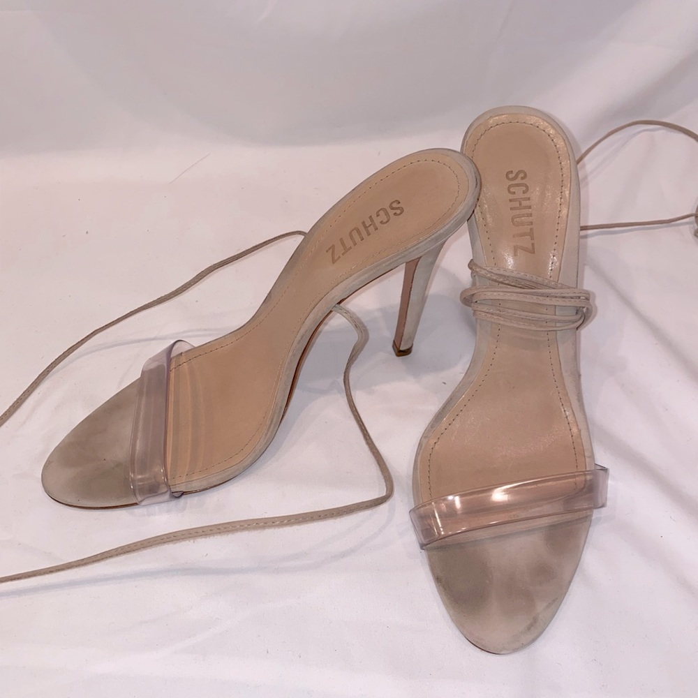 SCHUTZ nude tie up heel